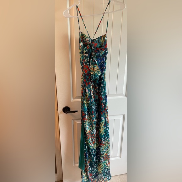 Nasty Gal Abstract Print  Satin Maxi Slip Dress Size 10 (US 6) NWT - Picture 2 of 2